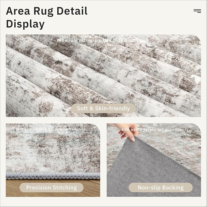 Soalmost Abstratc Runner Rug 2x6 Kitchen Hallway Runners Pink/Grey | Low-Pile - Image 6
