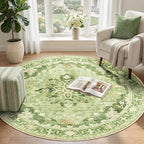 RELEANY Washable Area Rug, Round 4ft, Water Repellent, Pet Friendly, Vintage - Image 2