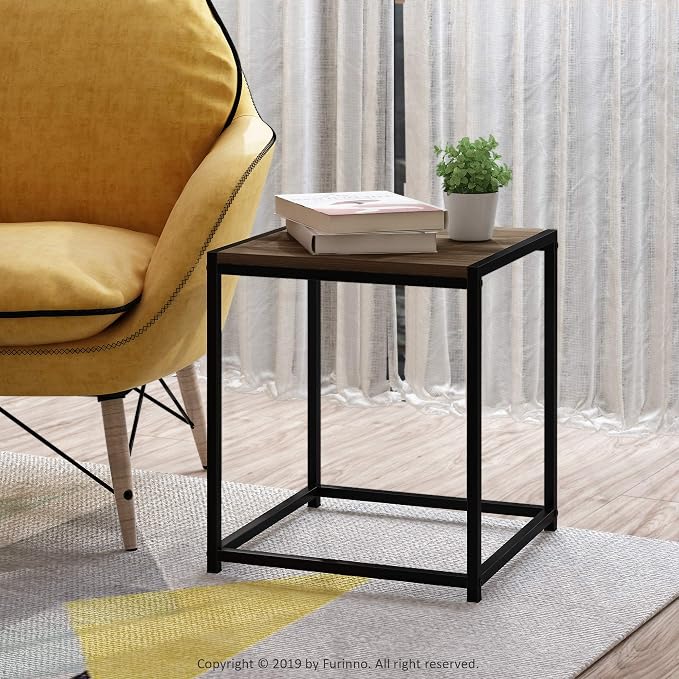 FURINNO Camnus Modern Living End Table, Columbia Walnut, 15.75 in x 15.75 in x - Image 2