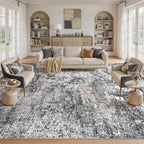 DMOYEST Area Rug Living Room Rugs 10x14 Washable Abstract Grey Carpet | Neutral - Image 9
