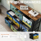 EXOTICA Van Gogh 9 Drawers Dresser Wide TV Stand Colorful Dressers & Chest of - Image 3