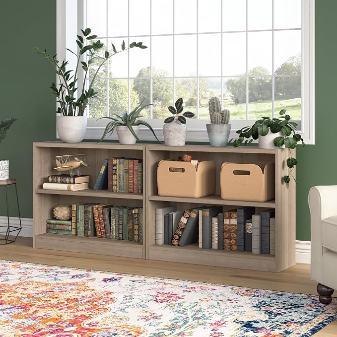 Bush Home Small 2 Shelf Bookcase, 2 Tier Bookshelf Storage Cabinet - Image 4