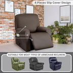 ULTICOR 4-Piece, 1 Seat Recliner Cover, Yarn Dyed Reclining Chair Covers - Image 5