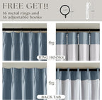 Dusty Blue Pleated Linen 100% Blackout Curtains 102 Inches Long - Image 5