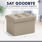Ornavo Home Small Storage Ottoman Foldable Collapsible Rectangle Linen Ottoman - Image 2