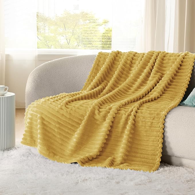 Bedsure Soft Twin Blanket for Bed Decor Gifts Yellow 60"x80" | Birthday Gifts - Image 3