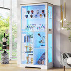 71” Display Cabinet with Glass Doors, Modern Curio Cabinet with 3 Color Lights by LVifurSmartFurniture