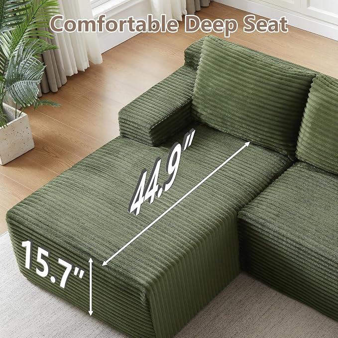96" Cloud Sectional Couch with L-Shape Chaise, Modular Comfy Sofa Chaise Longue - Image 7