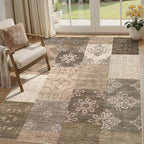 UERMEI 5x7 Area Rug for Living Room, Washable Brown Modern Geometric Patchwork - Image 6