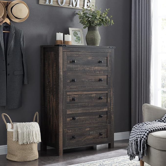 T4TREAM Farmhouse 5 Drawers Dresser Chests - Image 8