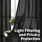 Extra Long Black Linen Curtains Linen 95 Inch Length - Image 2