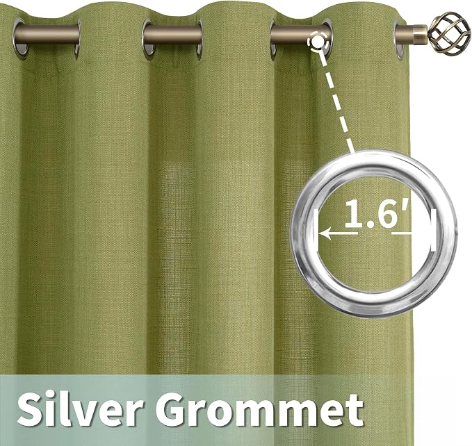 Moss Green Linen Curtains 72 inches Long - Image 5