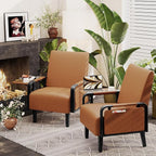 Andeworld Modern Brown Accent Chair, PU Leather Upholstered Armchair Side Chair - Image 9
