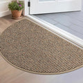 BEQHAUSE Dirt Trapper Door Mat 17" x 30" Half Circle Non Slip Rugs, Taupe | by BEQHAUSE