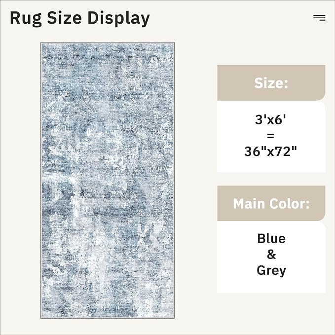 Soalmost Abstract Runner Rug 3x6 Hallway Kitchen Rugs Non-Slip, Foldable - Image 5