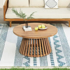 Merax Patio Outdoor Acacia Wood Round Coffee Table by Merax
