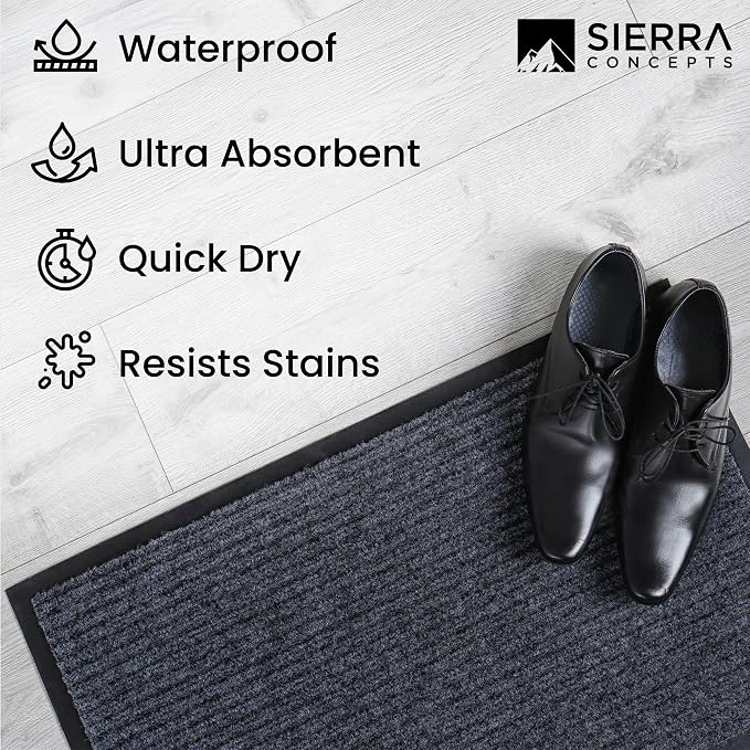 Front Door Mat, Indoor Outdoor Welcome Entryway Doormat, 48x36 Steel Gray | - Image 6