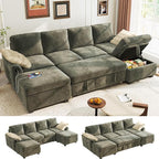 Ihanherry L-Shaped Sectional Sofa Bed, 6-Seater Convertible Pull Out Sleeper by iHanHerry