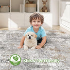 LOONGRUG Area Rug 5x7 Washable Neutral Modern Living Room Rugs Grey Rust | - Image 7