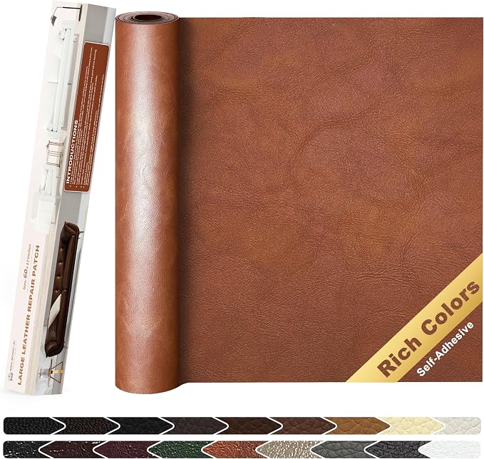 KING MOUNTAIN Leather Repair Patch, 12 x 60 Inches self Adhesive Leather Repair by ForABetterHomeLife