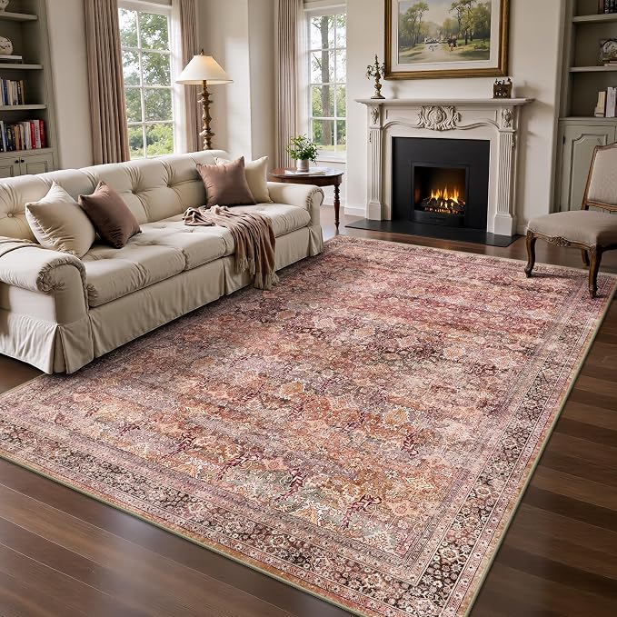 6x9 Area Rugs - Washable Vintage Retro Living Room Rug, Soft Ultra Thin Non by Yarooge