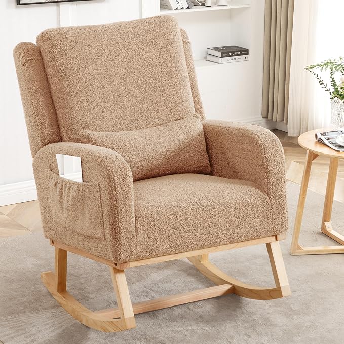 HCHAIRH Rocking Chair Nursery, Boucle Nursing Rocking Chairs, Upholstered by HCHAIRH