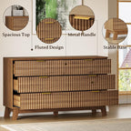 BORNOON Fluted 6 Drawer Dresser, 47.2" Wide Modern Boho Chest of Drawers - Image 4