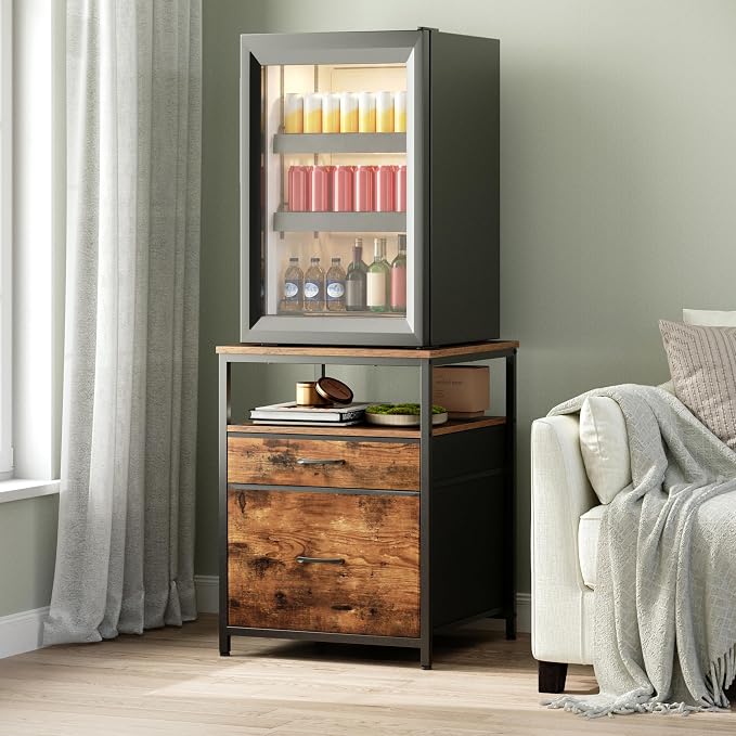 Herture Mini Fridge Stand with 3 Storage, Mini Fridge Cabinet, Beverage Fridge - Image 3