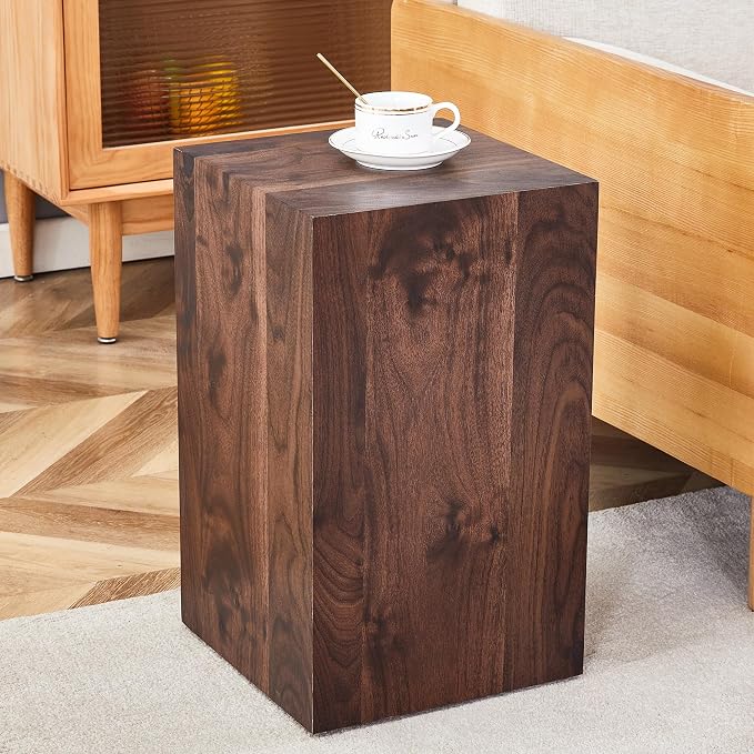 Rustic Natural Rectangular End Coffee Table, Modern Elegant Bedside Nightstand by KTRolster