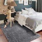 Amdrebio Grey Fluffy Fuzzy Area Rug 4x6 - Image 3