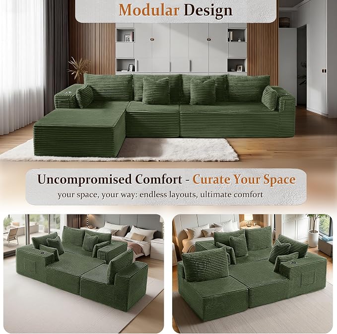 138" Cloud Sectional Couch, Comfort L Shaped Boneless Couch - Image 6