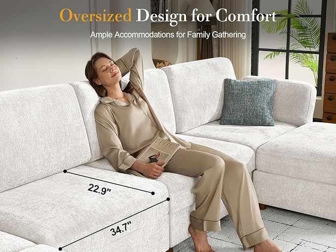 Oversized 2 Seater Modular Sectional Sofa, Solid Wood Frame Sofa, Removable - Image 6