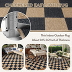 Lahome Checkered Easy Jute 6x9 Area Rugs, Outdoor Patio Rug Washable | - Image 5