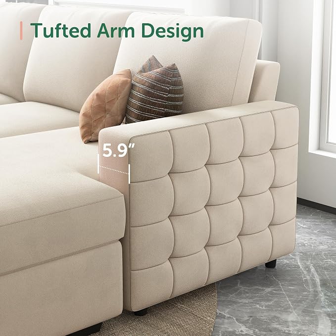 HONBAY Sectional Couch with Pull Out Bed, Sectional Sleeper Sofa with Storage - Image 7