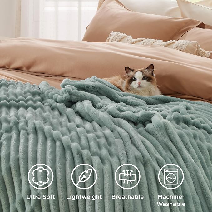 Bedsure Soft Sage Green Throw Blanket - Image 5