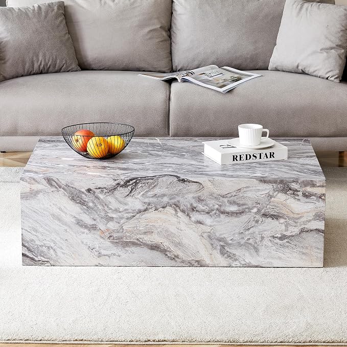 39.3'' Wood Coffee Table with Wood Grain, Rectangular Low Tables - Image 3