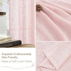 40 Inch Length Linen Curtains for Small Windows Over Silk 2 Panels | Semi Sheer - Image 6