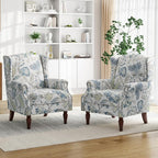 Pia Ricco Set of 2 Floral Accent Chairs, High Back Upholstered Armchairs by PiaRicco