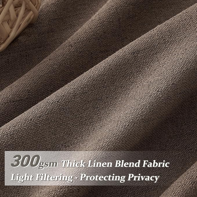 Dark Brown Pleated 90 Inch Bedroom Curtains 2 Panels Set, Memory Shape Pinch - Image 2
