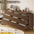 BORNOON 63" Long Dresser for Bedroom, 9-Drawer Fluted Dresser, Extra-Wide Wood - Image 5