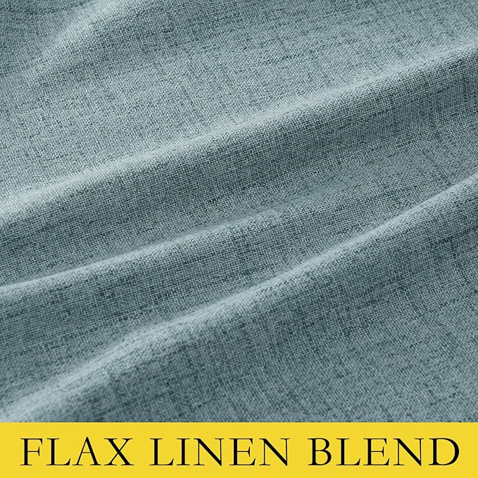NICETOWN Full Blackout Skylark Blue Linen Curtains 102" Length - Image 9