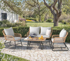 DWVO Outdoor Conversation Set 4 Piece, Outdoor Wicker Bistro Set - Image 7