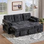Convertible Sleeper Sofa Bed, 63 Inch Chenille Pull Out Couch by Outdoorchairs