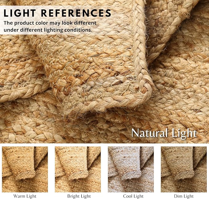 Hausattire Jute Braided Area Rug, 3x5 ft | 100% natural jute, hand woven - Image 6