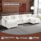 Ihanherry 146" U-Shaped Modern Sofa Modular Sectional Cloud Couch - Image 5