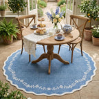 GarveeHome Round Rugs 4ft Scalloped Washable Small Circle Rug - Image 2