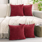 Set of 4 Burgundy Decorative Throw Pillow Covers 24x24 Inch Corduroy Pillow - Image 2
