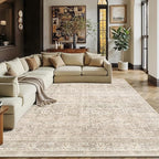 Schweek 9x12 Washable Area Rug Non Slip Neutral Beige Rug - Image 3