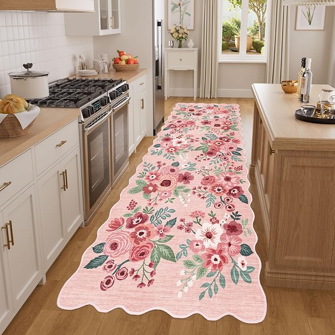 DUKINO 3x8 Kitchen Runner Rug, Soft Floral Washable Rug - Image 5