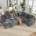 Hanherry Sectional Couch with Pull Out Sofa Bed, Corduroy Sleeper Sofa with by Hanherry